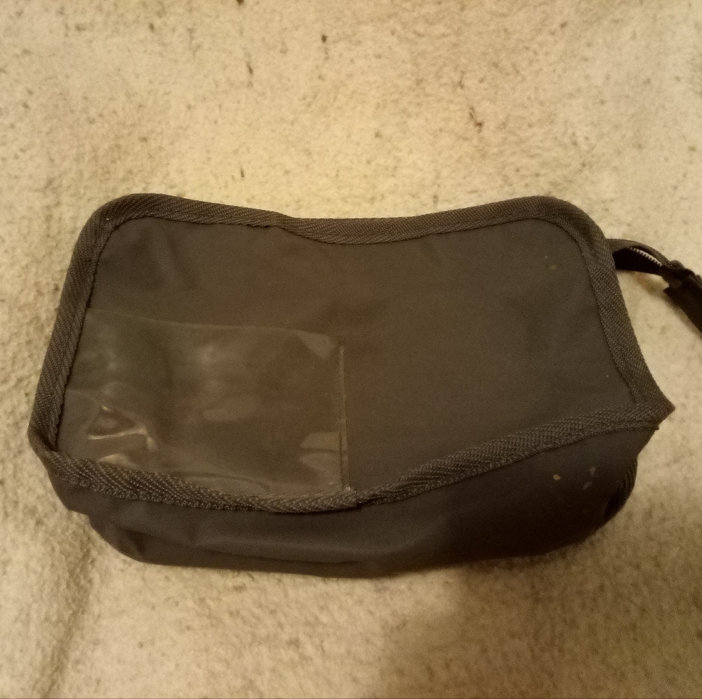 Vintage Small Gray Toiletry Travel Zipper Bag/Pouch with ID Window